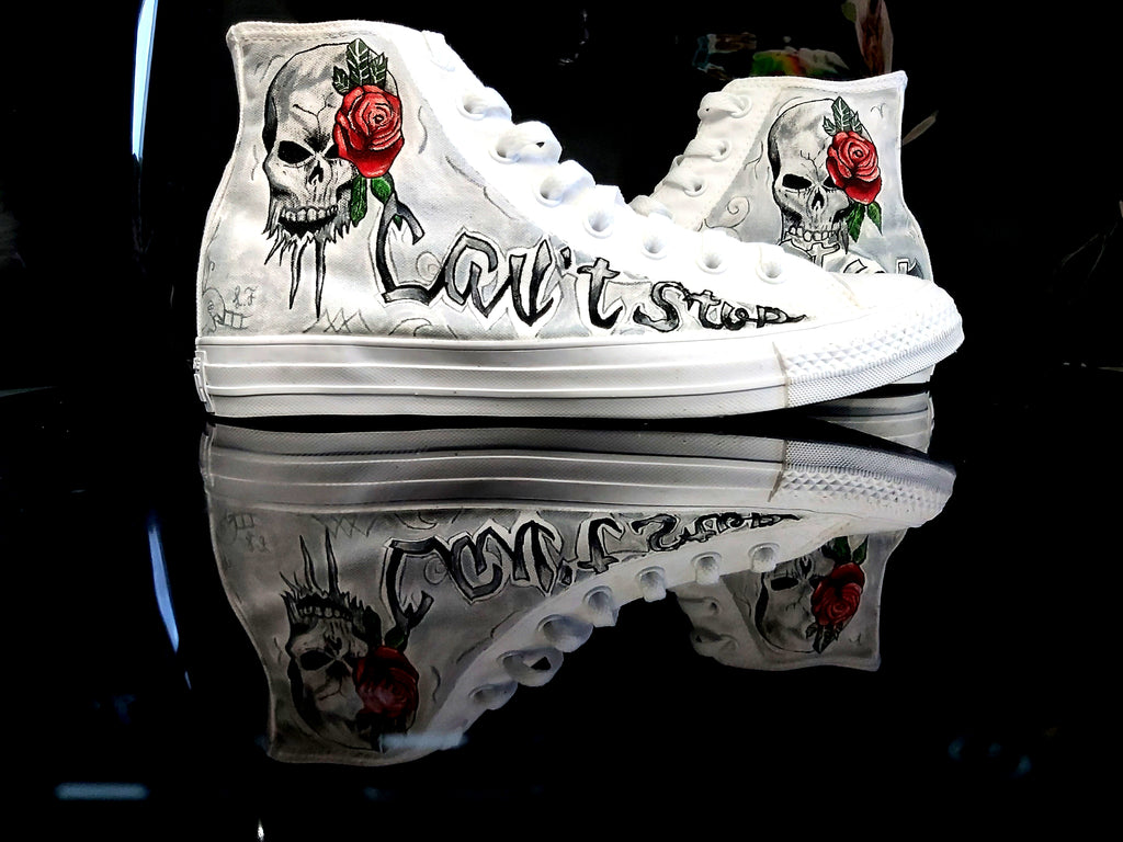 Converse rose and skull tattoo