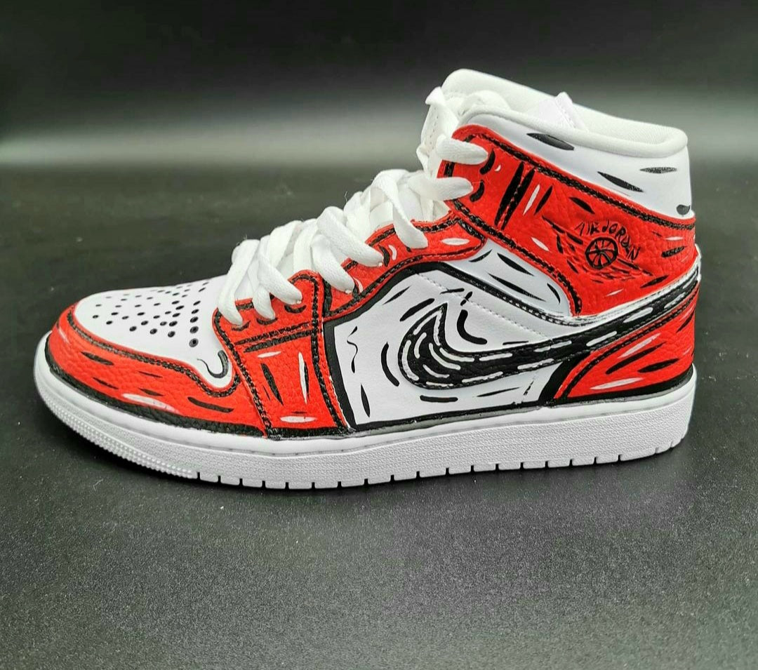 Air jordan1 mid red cartoon custom LFcustom