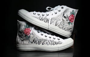 Converse rose and skull tattoo