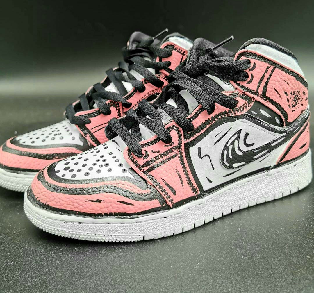 Air jordan1 mid pink cartoon custom