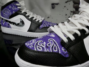 Jordan 1 mid purple bandana